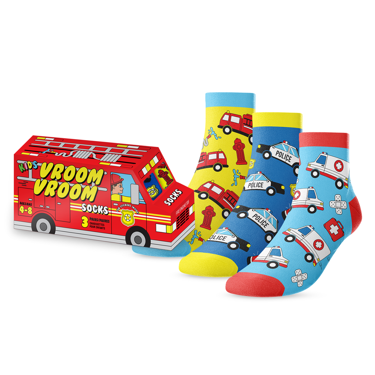 Kids&#39; 3-Pack &quot;Vroom Vroom&quot; Truck Socks
