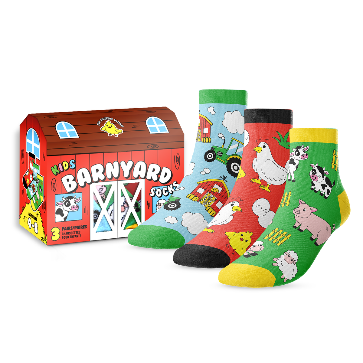 Kids&#39; 3-Pack Barnyard Animal Socks