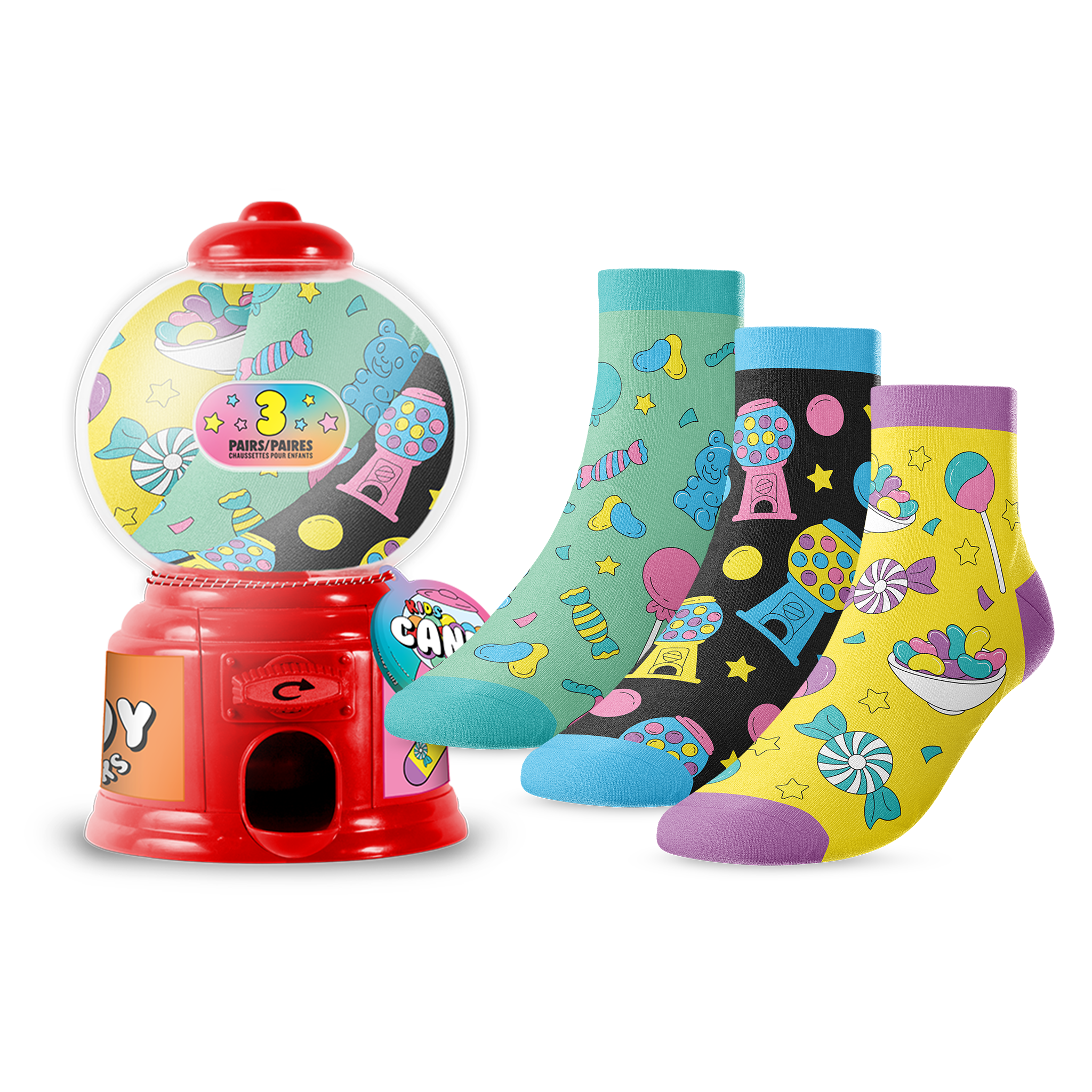 Kids' 3-Pack Candy Socks - Main and Local