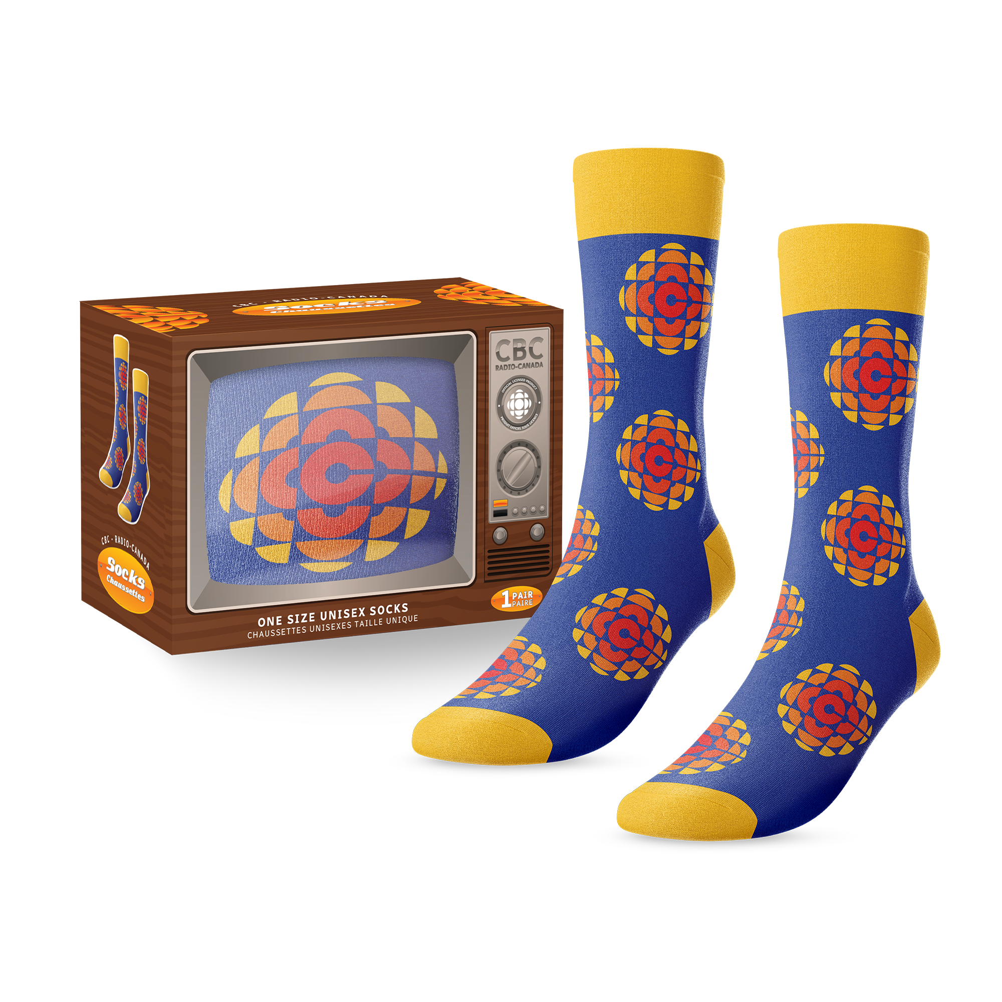 CBC Retro Logo "TV" Socks - Main and Local