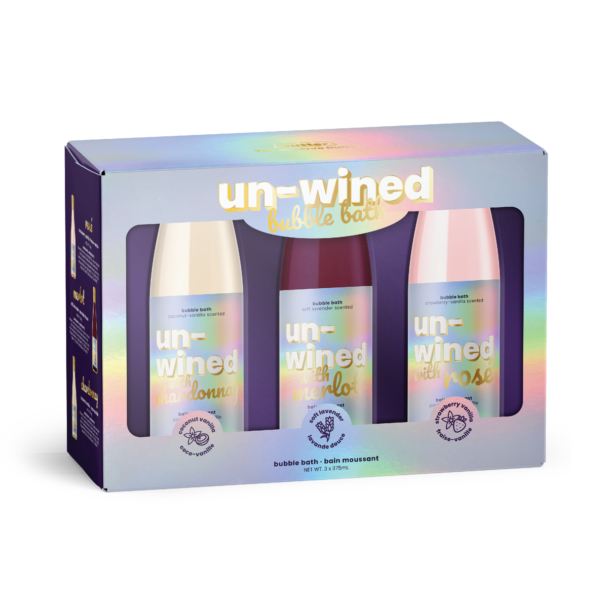 Un-Wined Bubble Bath Bottles, 3-Pack