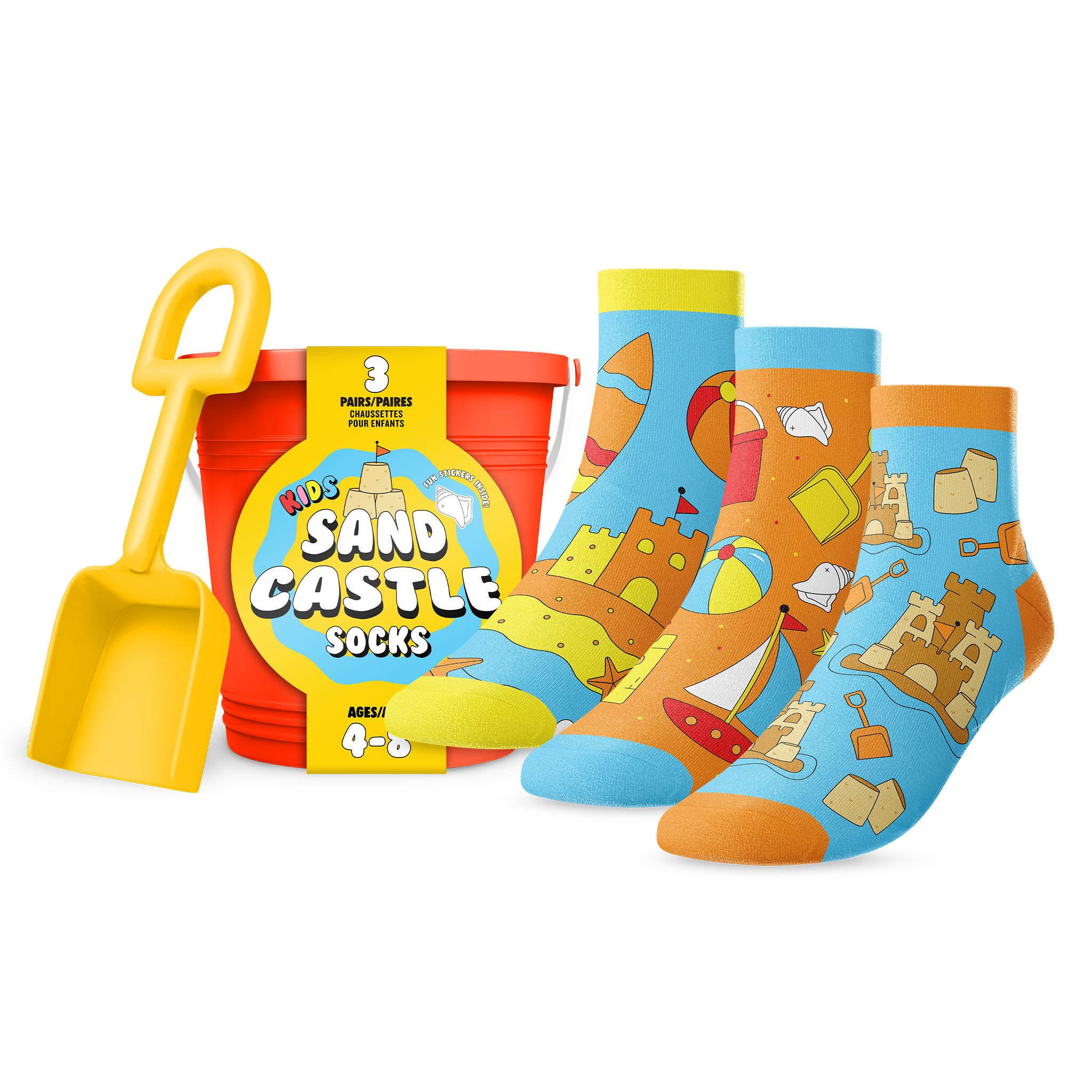 Kids' 3-Pack Sand Castle Socks - Main and Local