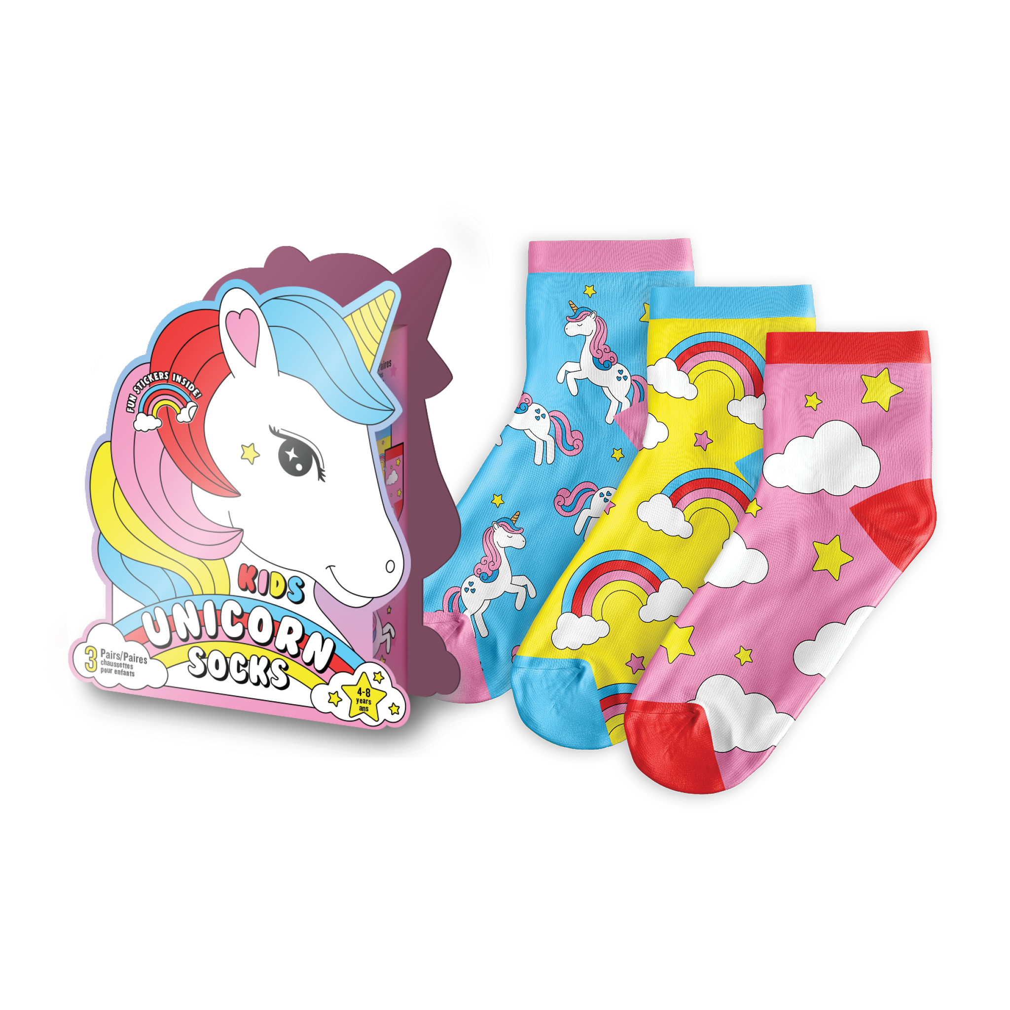 Kids' 3-Pack Unicorn Socks - Main and Local