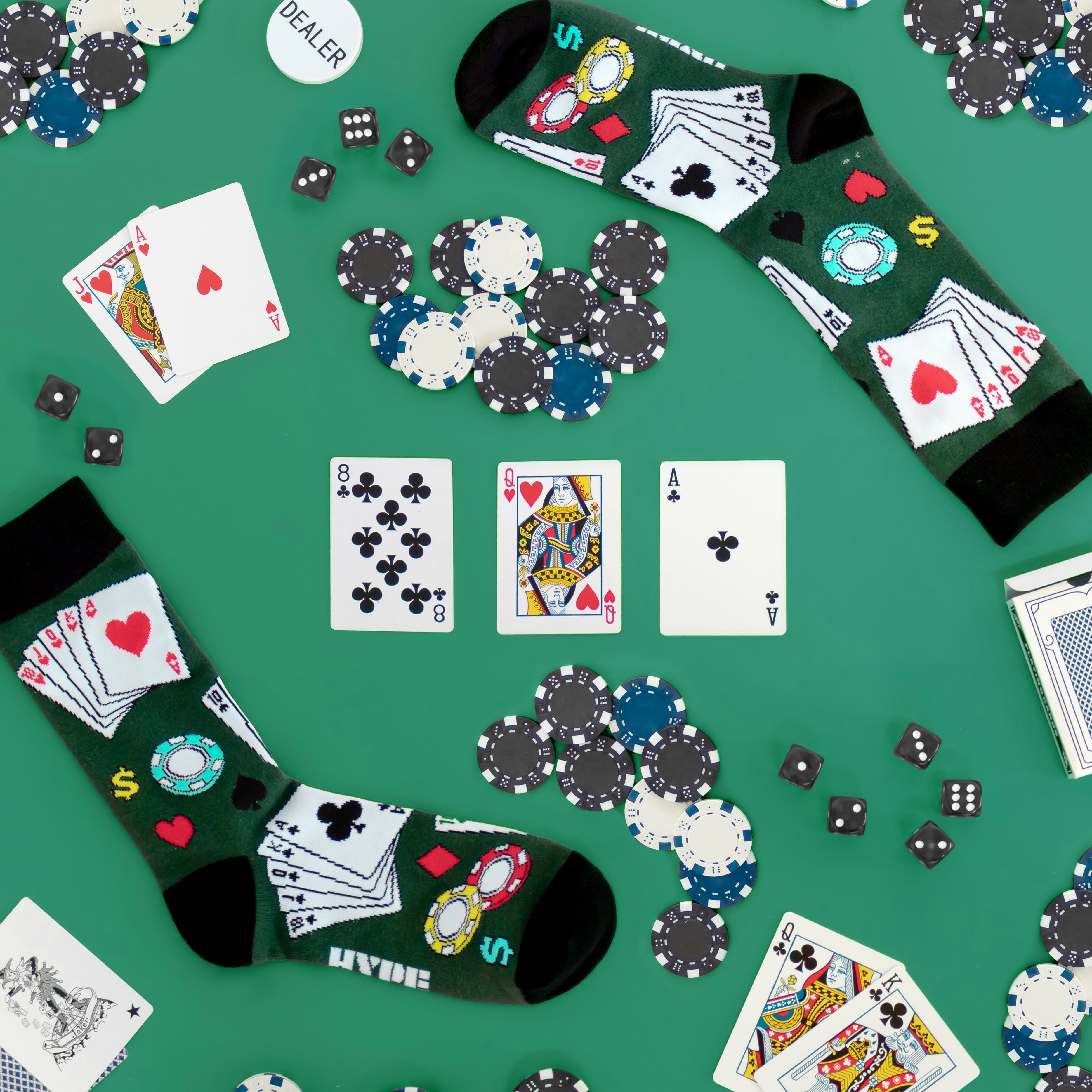 Royal Flush Poker Socks - Main and Local